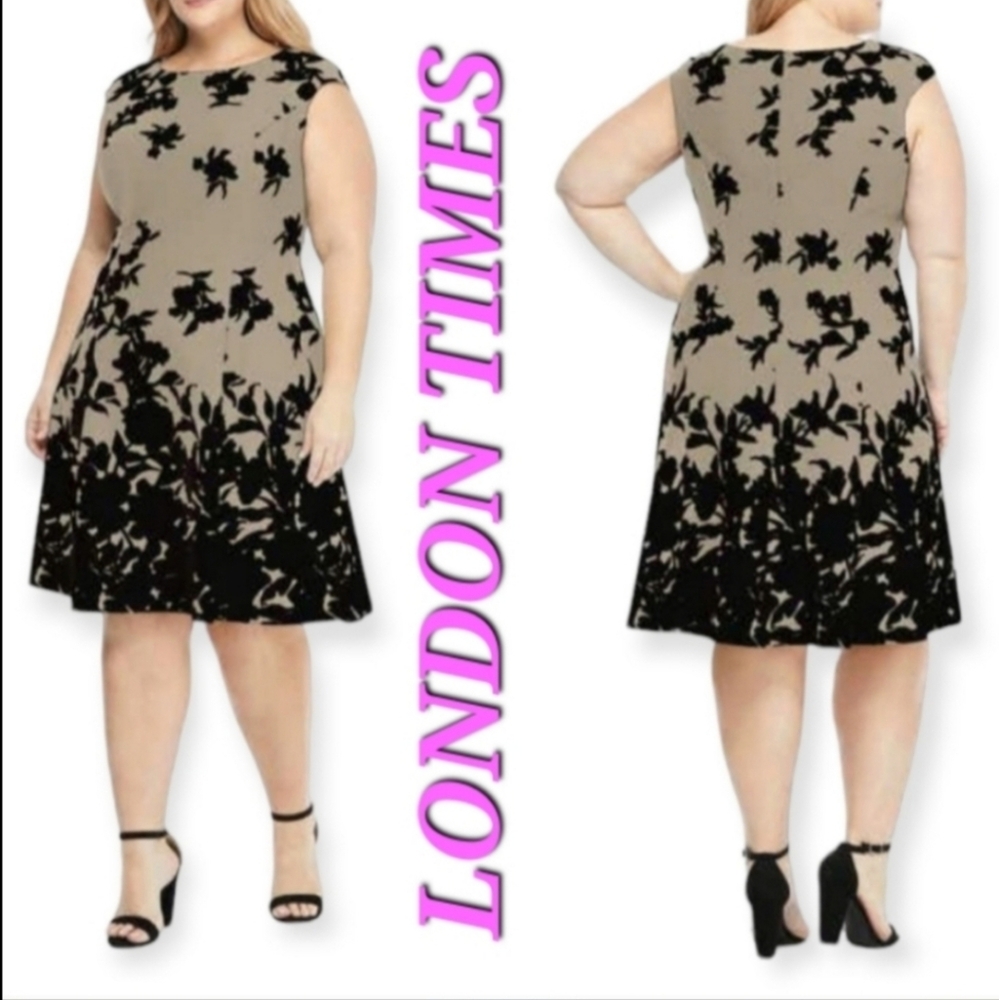 LONDON TIMES plus size Floral Fit & Flare Dress